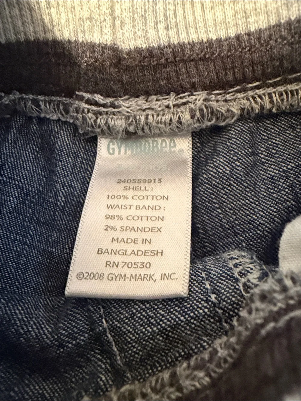 Gymboree Blue Denim Cargo Bottoms with Striped Elastic Waistband 3-6 Months